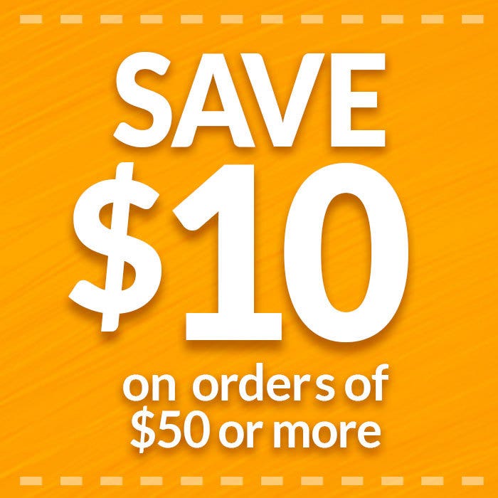Save $10 on orders of $50 or more with promo code MAY25G2